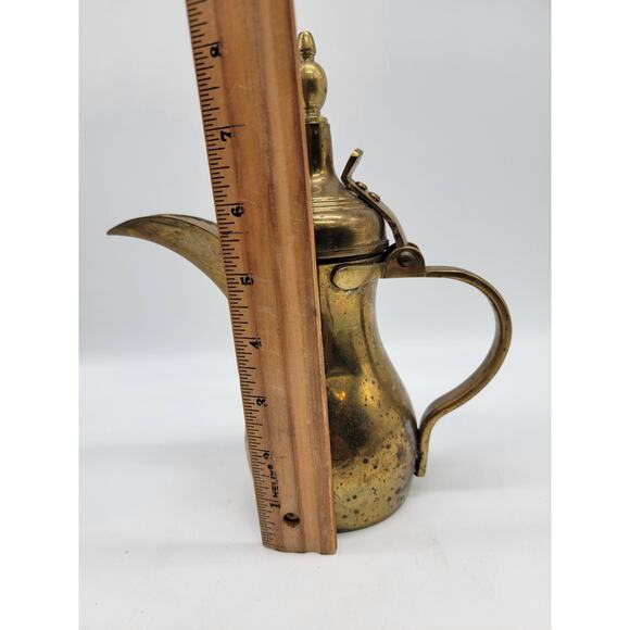 Vintage Teapot Dallah Antique Brass Pot Arabic Islamic Middle Eastern 8" Signed - Picture 10 of 10